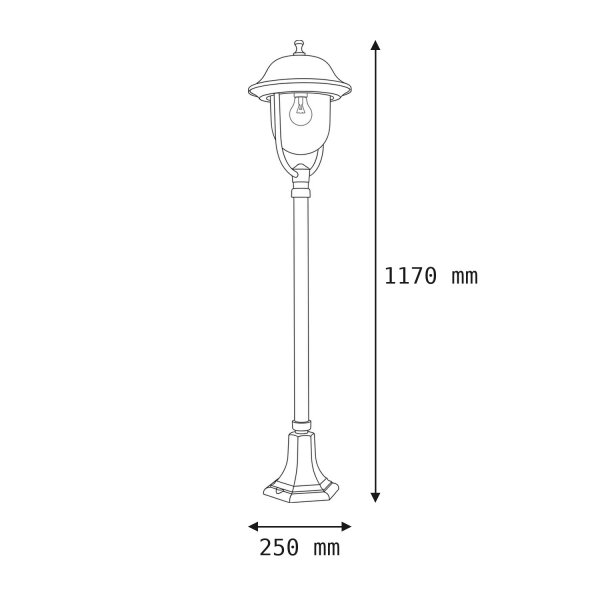 Lampe dextérieur noire 117cm IP43 E27 résistante aux intempéries