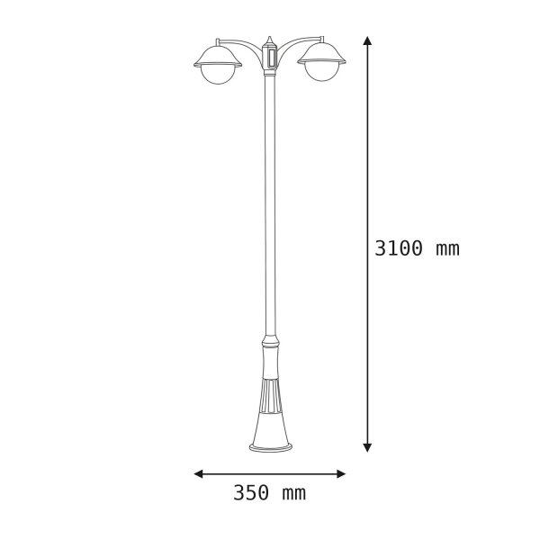 Candélabre noir hauteur 310 cm Rustique 2x E27