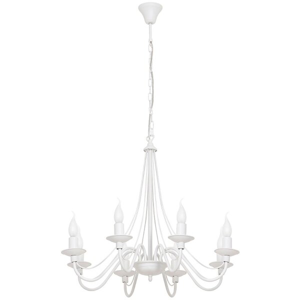 Lustre ROSABELLA Blanc 8 flammes E14 Rustique