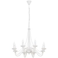 Lustre ROSABELLA Blanc 8 flammes E14 Rustique