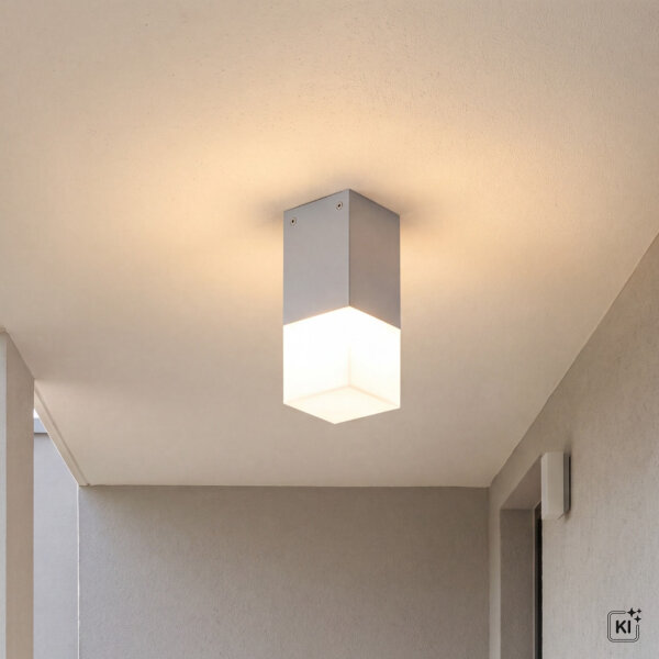 Lampe dextérieur plafond en argent IP44 carré anti-éblouissement