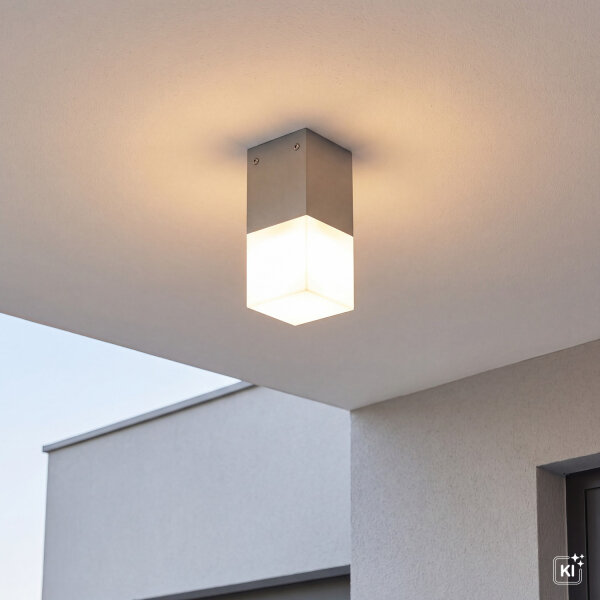 Plafonnier angulaire extérieur IP44 E27 en argent