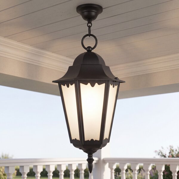Lampe à suspendre Extérieur Noir Aluminium Verre IP43