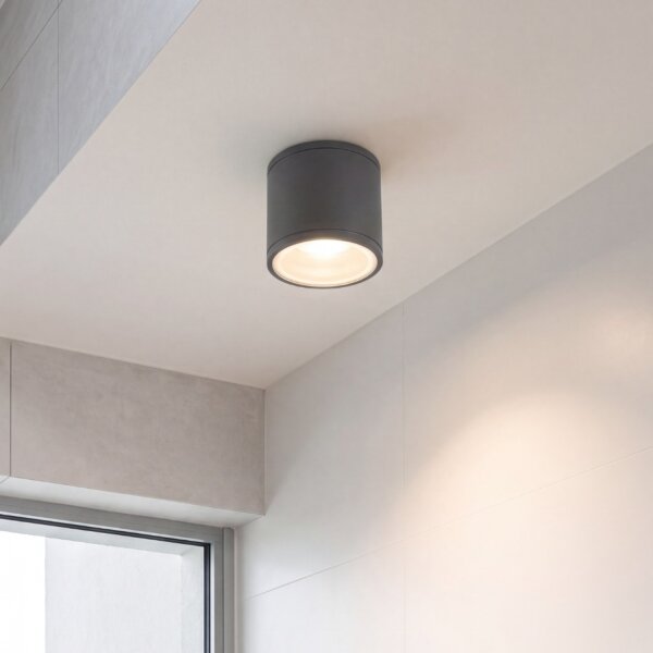 Plafonnier rond extérieur IP54 Ø9 cm Anthracite GU10