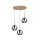 Lampe &agrave; suspendre ronde en bois ch&ecirc;ne m&eacute;tal avec LED 3-flmg