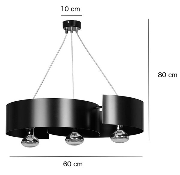 Lampe à suspendre noire métal hauteur réglable 3x E27