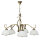 Plafonnier Or Antique Blanc Abat-jour en verre 5 flammes