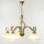 Plafonnier Or Antique Blanc Abat-jour en verre 5 flammes