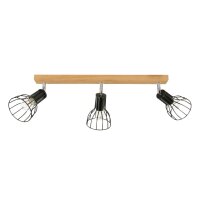 Long spot de plafond bois métal 3 flammes flexible