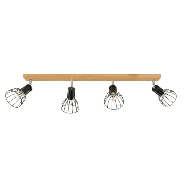 Long spot de plafond bois métal 4-flmg mobile