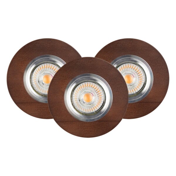 Set de 3 spots encastrables en bois avec LED GU10