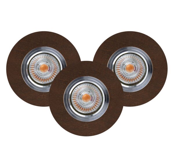 Set de 3 spots encastrables en bois avec LED GU10