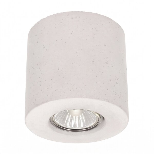 Spot de plafond rond blanc accentué béton Ø10cm