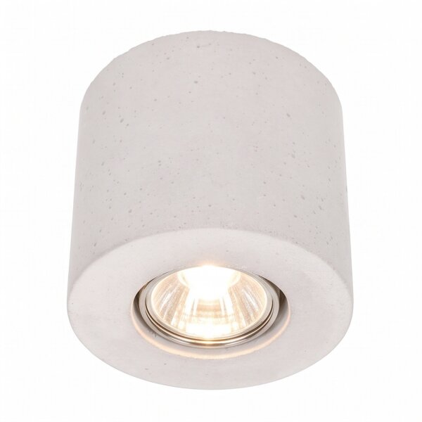 Spot de plafond rond blanc accentué béton Ø10cm