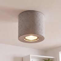 Spot de plafond rond blanc accentué béton...