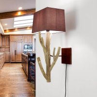 Lampe en bois flotté Mur Tissu Abat-jour Artisanat...