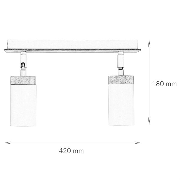 Spot de plafond blanc scandinave avec bois 2x GU10