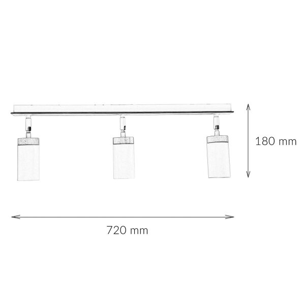 Spot long salon L:72cm blanc avec bois GU10