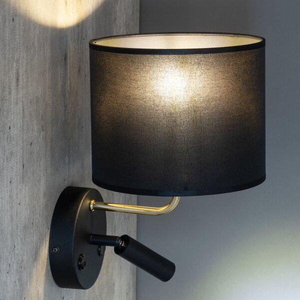 Applique murale LED avec lampe de lecture en noir Lampe PASA