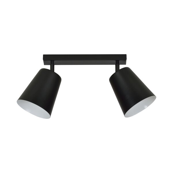 Spot de plafond flexible noir métal 2 flammes
