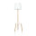 Lampadaire tripode LAMA bois tissu blanc avec tablette