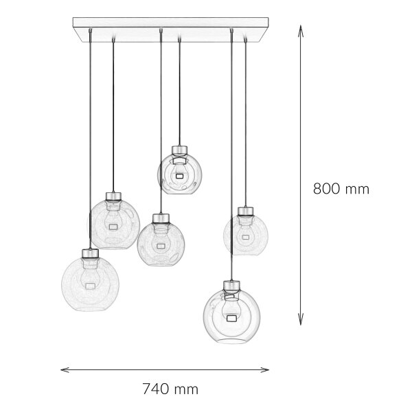 Suspension en ambre graphite 6xE27 Table de salle à manger