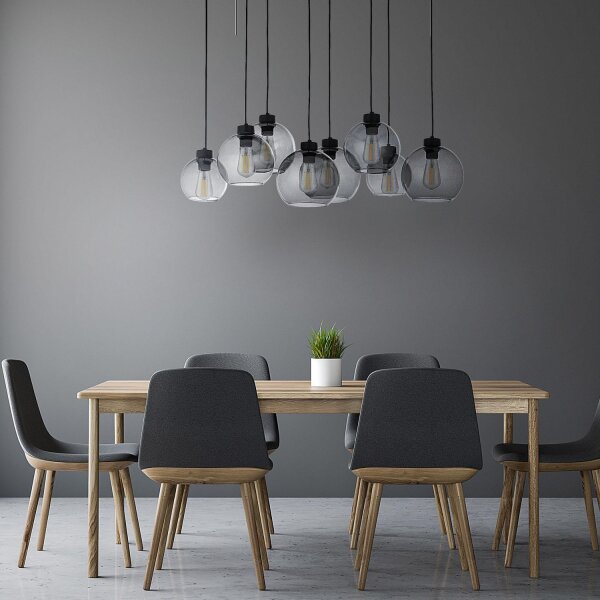 Suspension Noir Graphite 8xE27 Lampe de table à manger