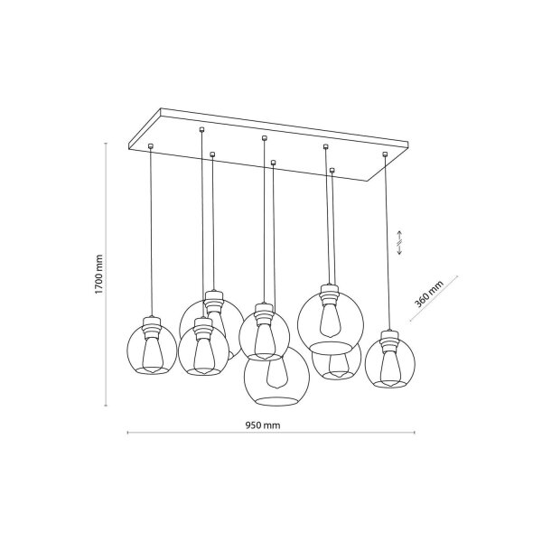 Suspension Noir Graphite 8xE27 Lampe de table à manger
