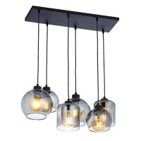 Suspension verre fumé 6 flammes E27 orientable