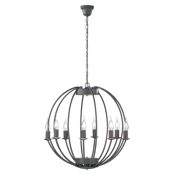 Lustre Gris rond Ø 55 cm Métal 8x E14