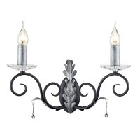 Somptueuse lampe murale noire argent&eacute;e florale...