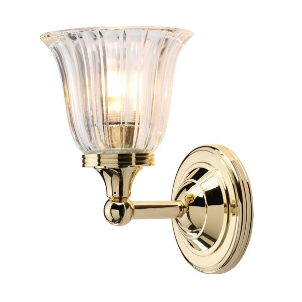 Lampe en laiton salle de bain IP44 avec abat-jour en verre LED Art Nouveau