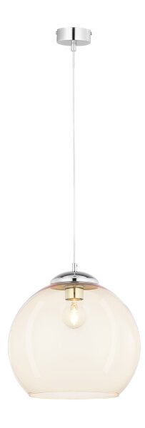 Lampe à suspendre rétro en chrome ambre Ø29cm rond