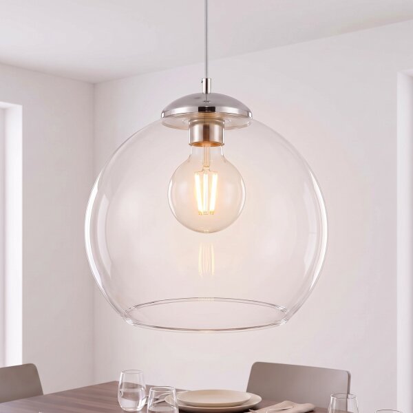 Suspension métal verre sphère Ø29cm E27 élégant