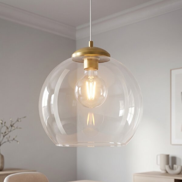 Lampe à suspendre métal en laiton verre E27 élégant