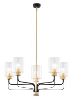 Lustre rond métal verre 5 flammes Ø74cm