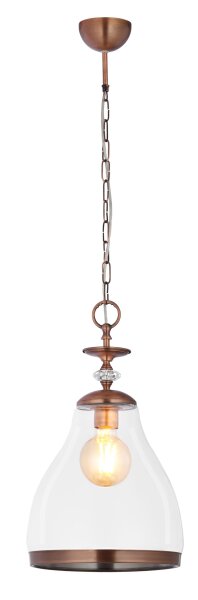 Suspension ronde métal verre E27 Ø29cm confortable