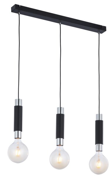 Longue lampe à suspendre JAIMEE en noir chrome L:66cm