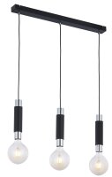 Longue lampe à suspendre JAIMEE en noir chrome L:66cm