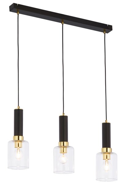 Suspension moderne verre métal E27 3 flammes