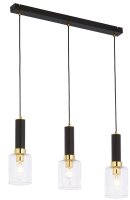 Suspension moderne verre m&eacute;tal E27 3 flammes