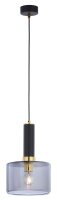Suspension noire verre m&eacute;tal E27 &Oslash;20cm ronde