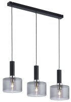 Lampe &agrave; suspendre Noir Verre en gris fum&eacute;...