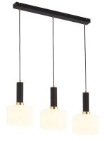 Lampe &agrave; suspendre m&eacute;tal noir blanc verre...