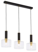 Lampe &agrave; suspendre noire en m&eacute;tal 3-flamme...