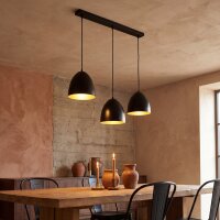 Suspension noir or 3 flammes E27 orientable