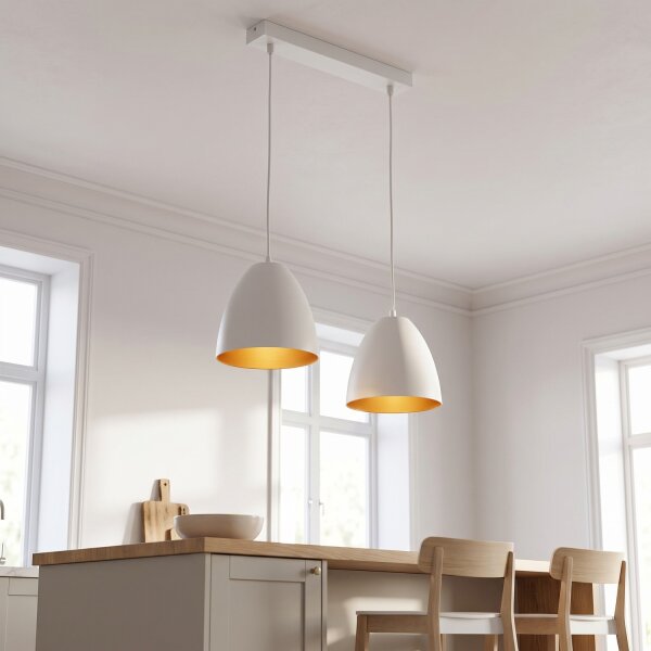 Suspension blanc or ajustable E27 2 flammes