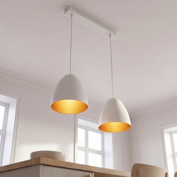 Suspension blanc or ajustable E27 2 flammes