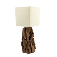 Lampe de table bois flotté tissu 53 cm table de...