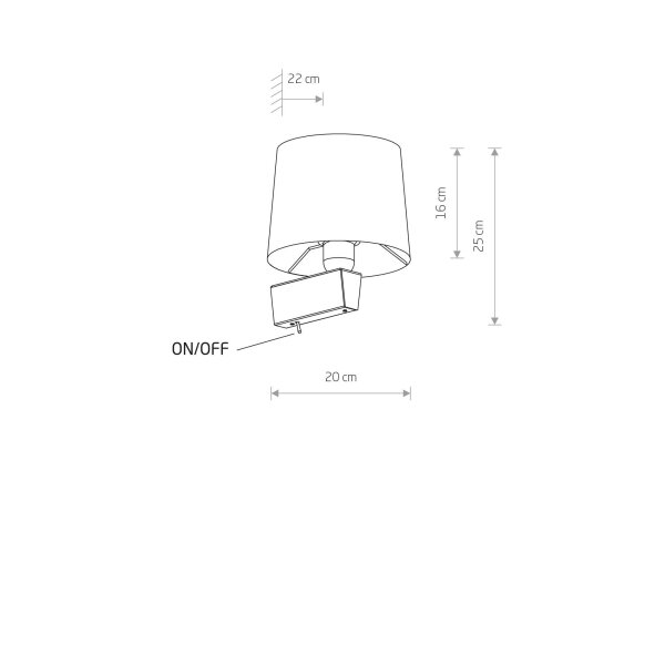 Applique blanche avec interrupteur Abat-jour en tissu E27 Moderne